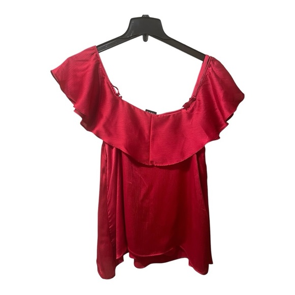 Torrid Red Chiffon Cold Shoulder Holiday Social Top 1X NWT - Picture 7 of 8